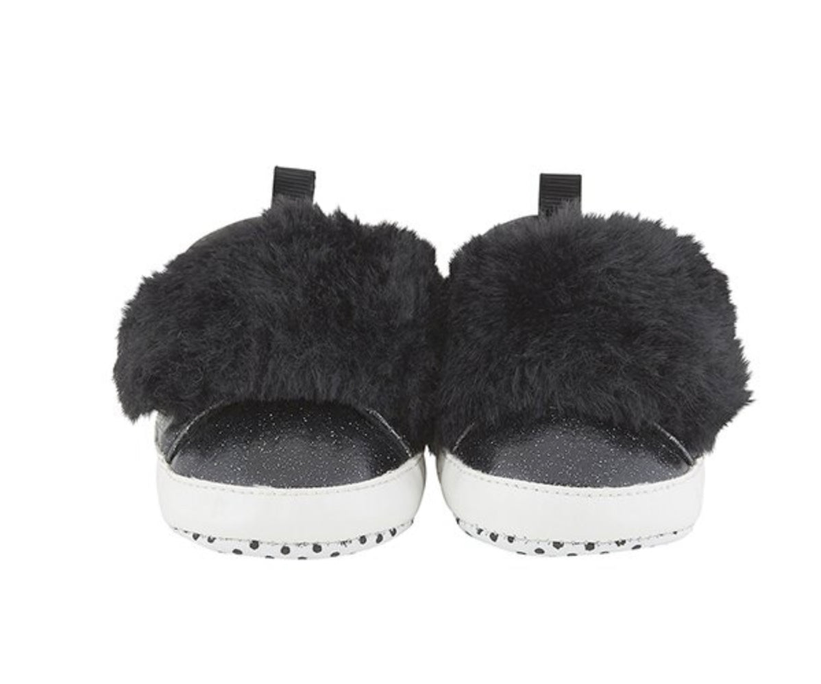 Stephan Baby | Black Fur Shoes