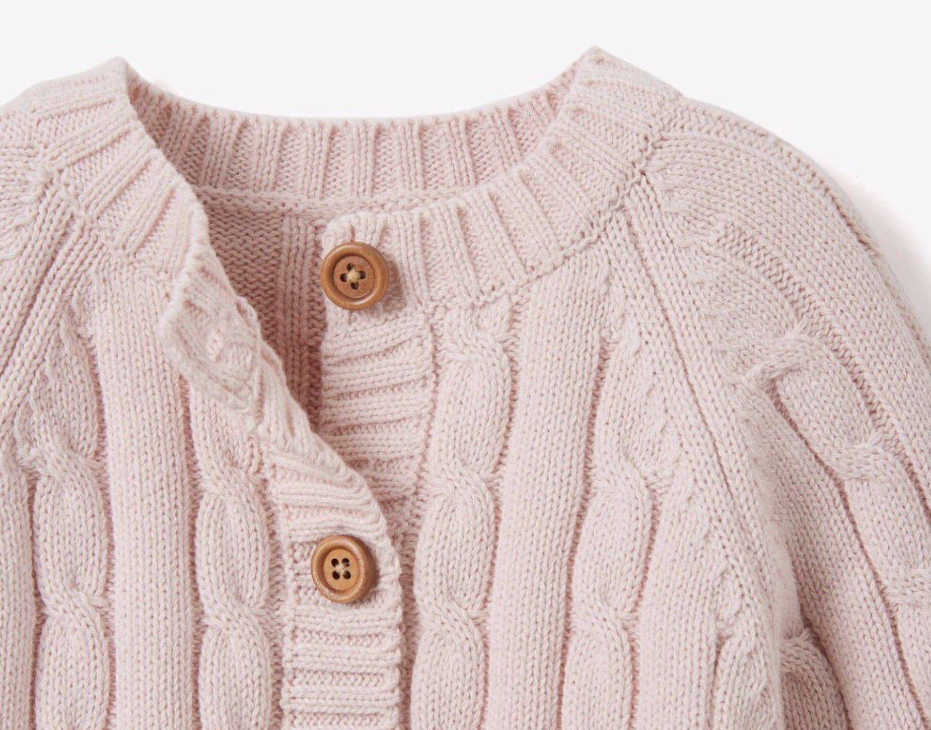 Elegant Baby | CHALK PINK | COTTON CABLE KNIT BABY SWEATER