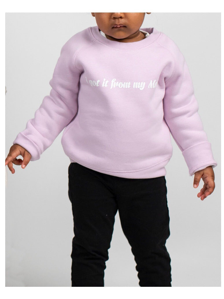 Brunette The Labe | I GOT IT FROM MY MAMA Little Babes Cursive Classic Crew Neck Sweatshirt |  Lilac