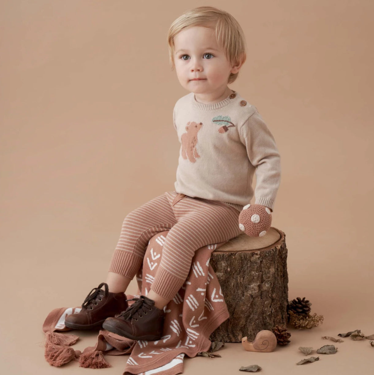 Elegant Baby | Bear Knit Baby Sweater + Pant Set