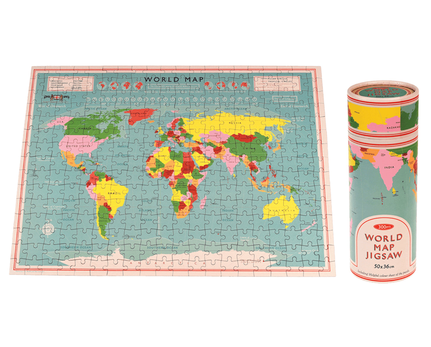 Rex London | World Map 300 Piece Puzzle In A Tube
