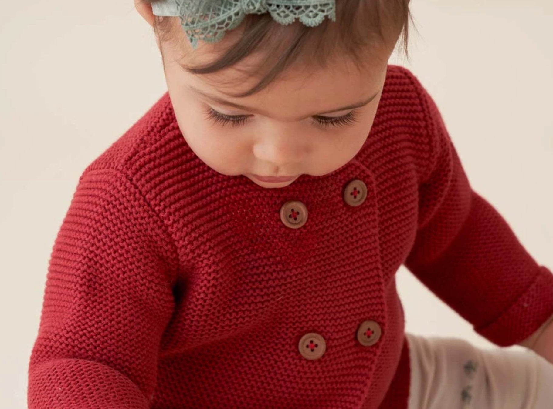 Elegant Baby | Holiday Red | Knit Baby Cardigan