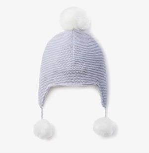 Open image in slideshow, Elegant Baby | Chalk Pink &amp; Blue Pom Pom Baby Hat
