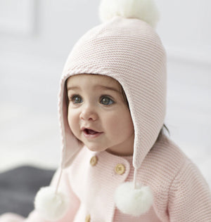 Elegant Baby | Chalk Pink & Blue Pom Pom Baby Hat