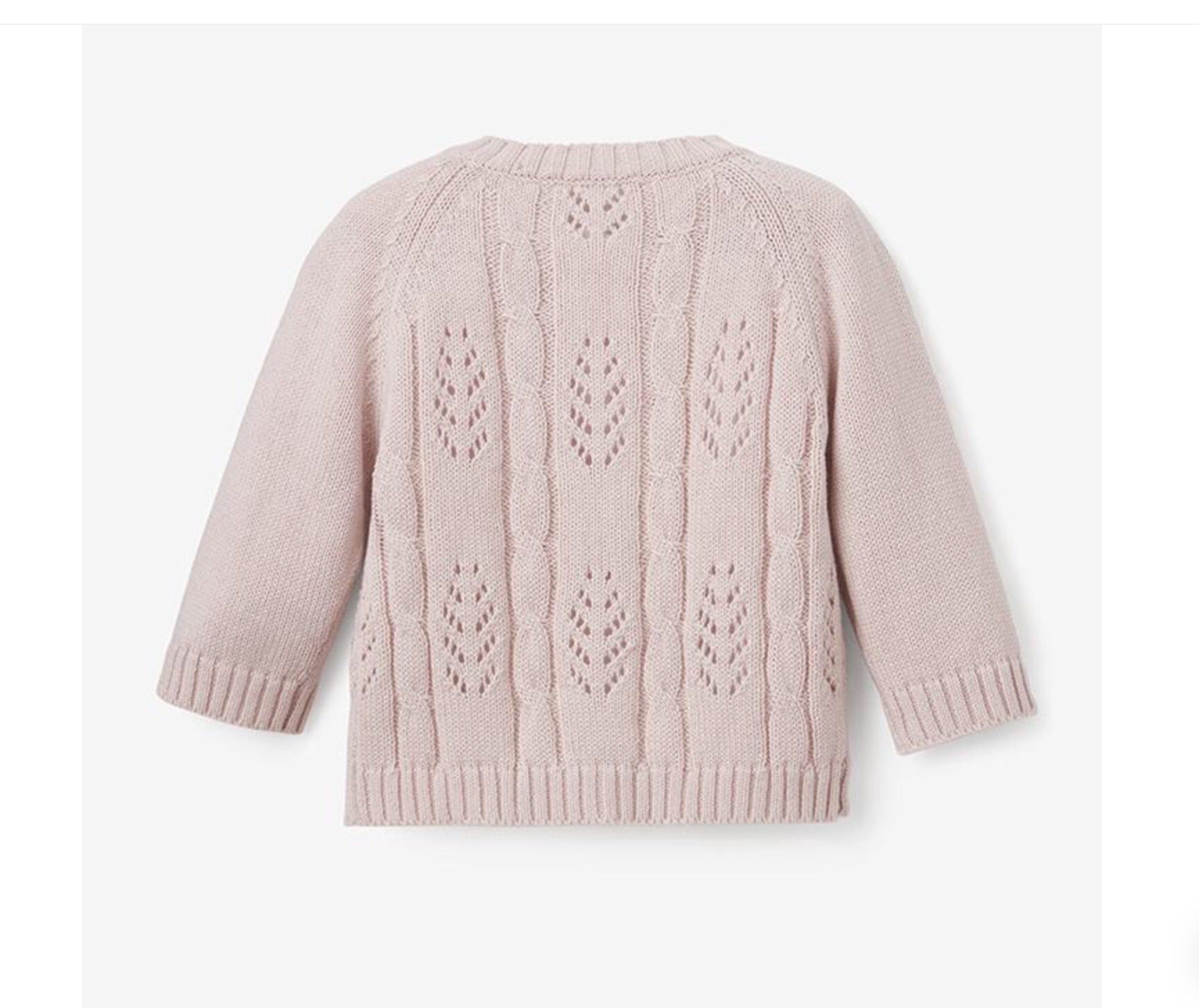 Elegant Baby | PALE PINK | LEAF CABLE KNIT BABY CARDIGAN
