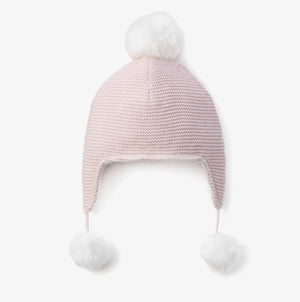 Elegant Baby | Chalk Pink & Blue Pom Pom Baby Hat