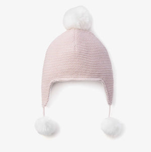 Open image in slideshow, Elegant Baby | Chalk Pink &amp; Blue Pom Pom Baby Hat
