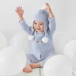 Elegant Baby | Chalk Pink & Blue Pom Pom Baby Hat